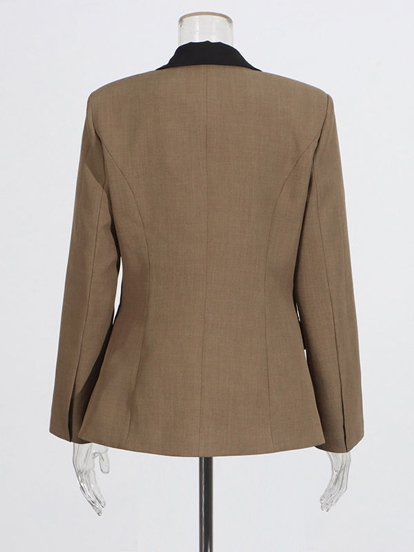 TWOTWINSTYLE Hit Color Lapel Long Sleeve Tunic Temperament Blazers