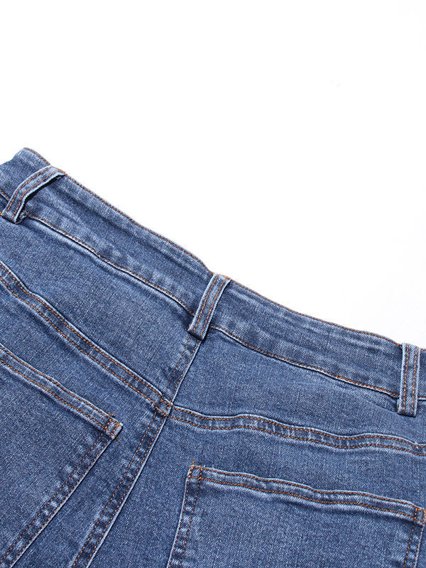 TWOTWINSTYLE Hit Color Loose Patchwork Bowknot Casual Denim Pants