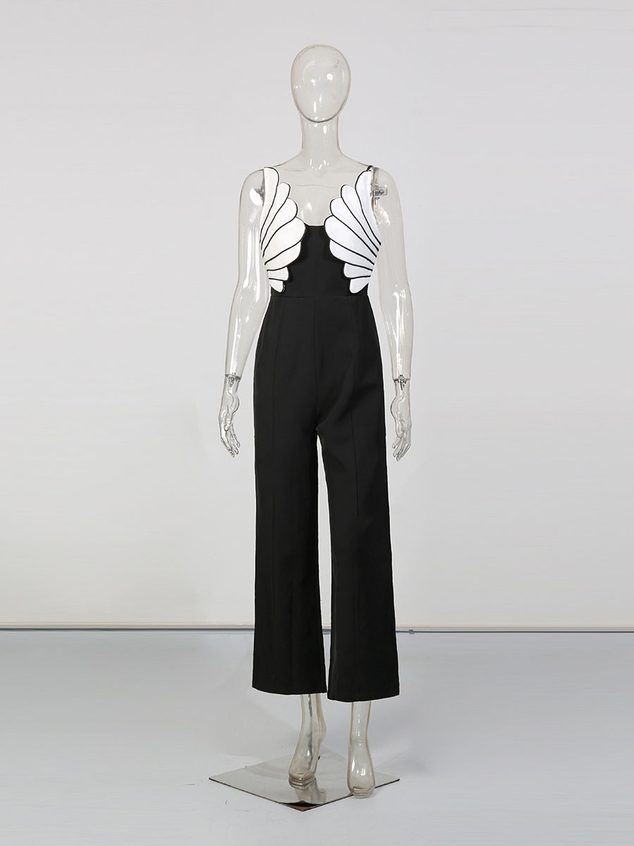 TWOTWINSTYLE Hit Color Sleeveless High Waist Chic Jumpsuit