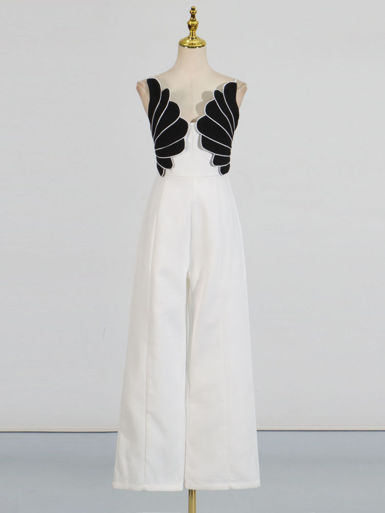 TWOTWINSTYLE Hit Color Sleeveless High Waist Chic Jumpsuit