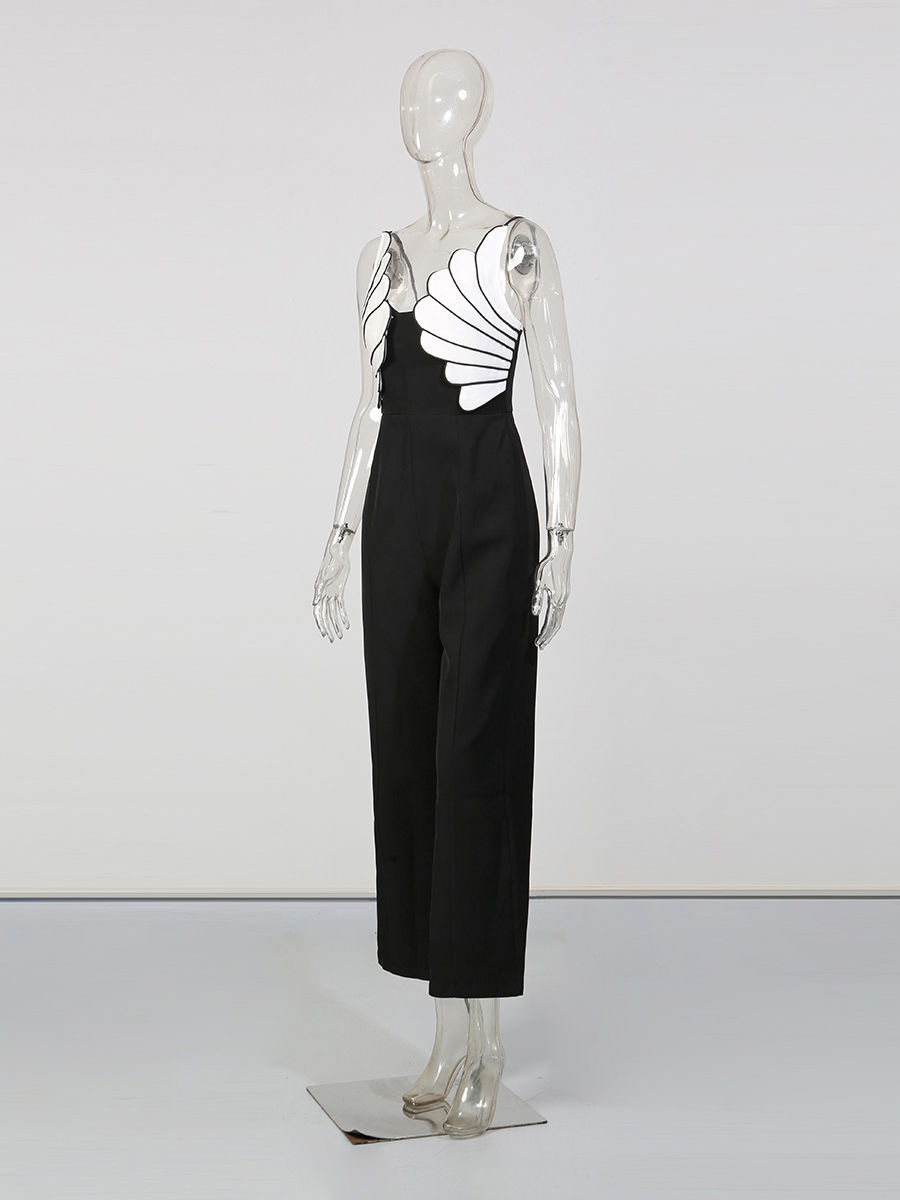 TWOTWINSTYLE Hit Color Sleeveless High Waist Chic Jumpsuit