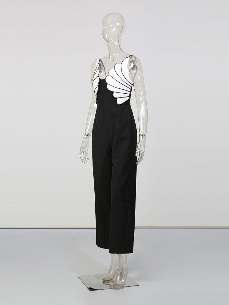 TWOTWINSTYLE Hit Color Sleeveless High Waist Chic Jumpsuit