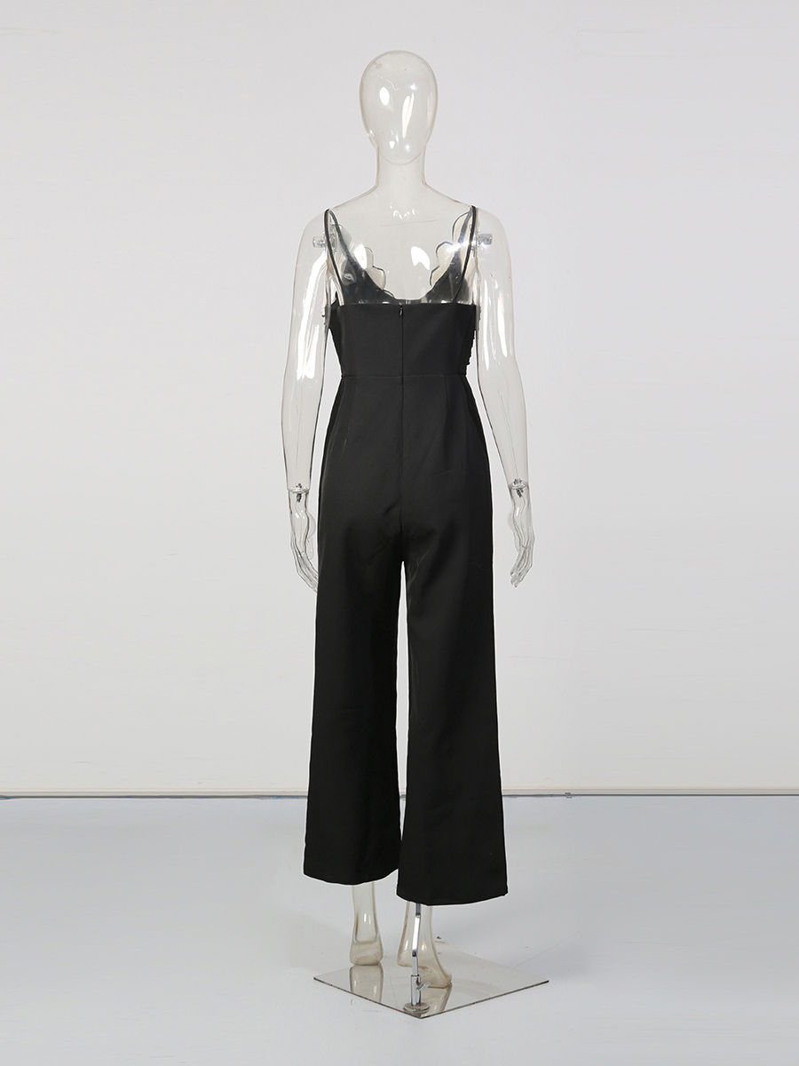 TWOTWINSTYLE Hit Color Sleeveless High Waist Chic Jumpsuit