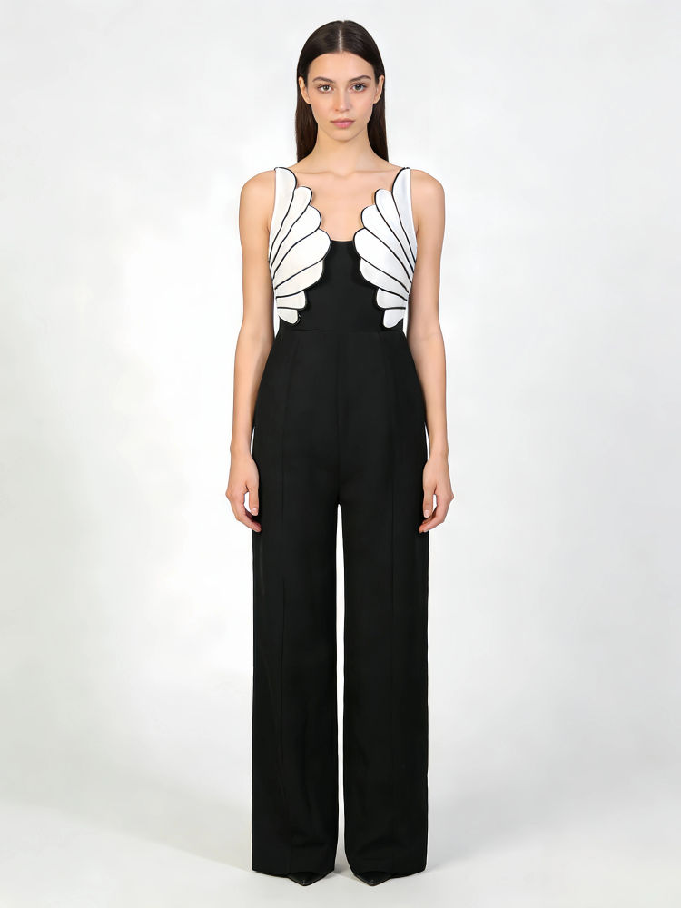 TWOTWINSTYLE Hit Color Sleeveless High Waist Chic Jumpsuit