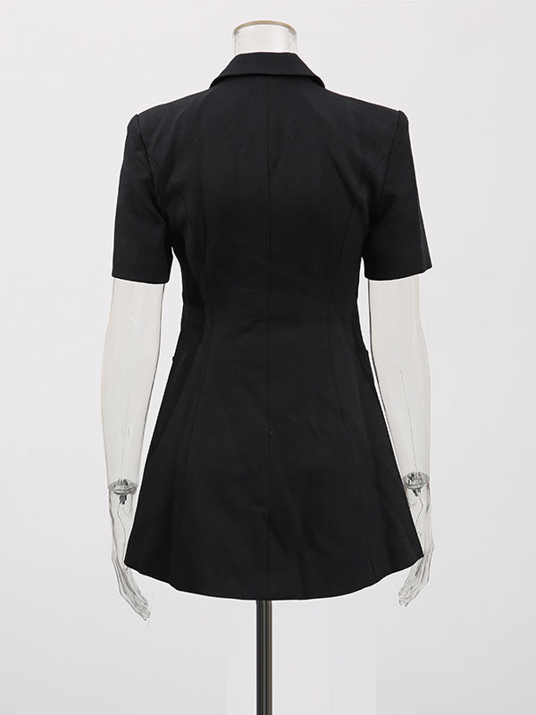 TWOTWINSTYLE Lapel Hollow Out Patchwork Diamond Bowknot Dress