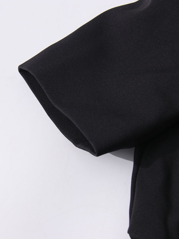 TWOTWINSTYLE Lapel Hollow Out Patchwork Diamond Bowknot Dress