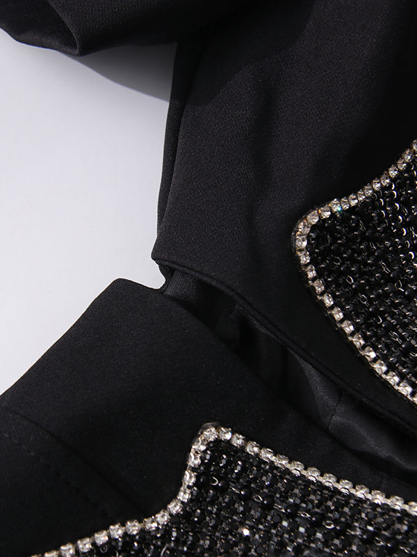 TWOTWINSTYLE Lapel Hollow Out Patchwork Diamond Bowknot Dress