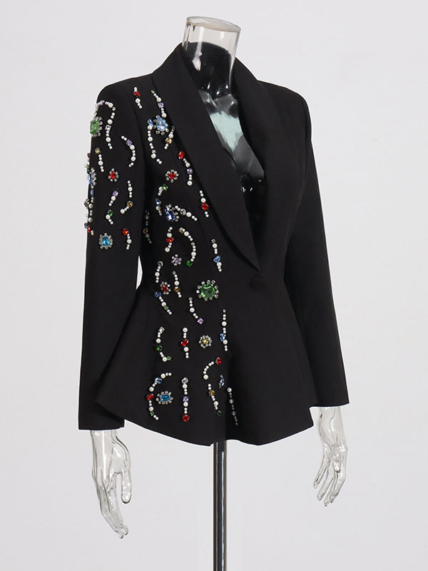 TWOTWINSTYLE Lapel Spliced Diamond Tunic Designer Coat