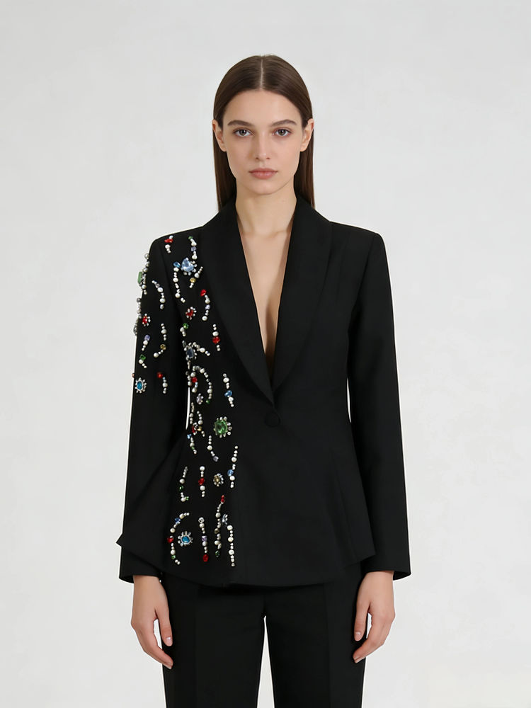 TWOTWINSTYLE Lapel Spliced Diamond Tunic Designer Coat