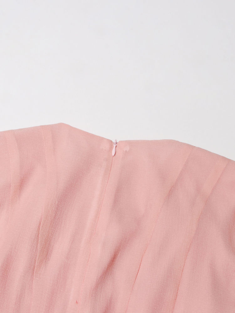 TWOTWINSTYLE Round Neck Bell Sleeve High Waist Dress