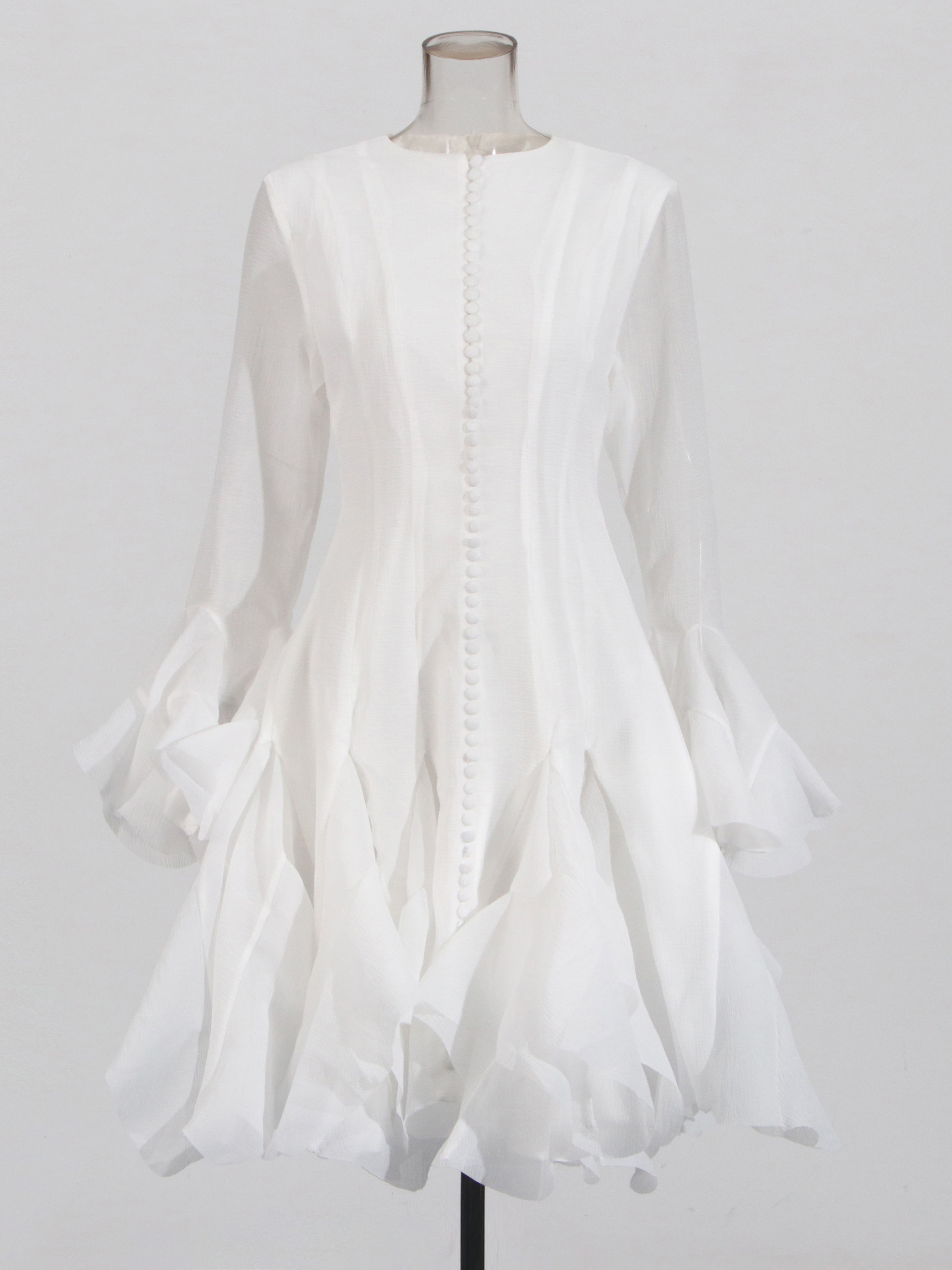 TWOTWINSTYLE Round Neck Bell Sleeve High Waist Dress