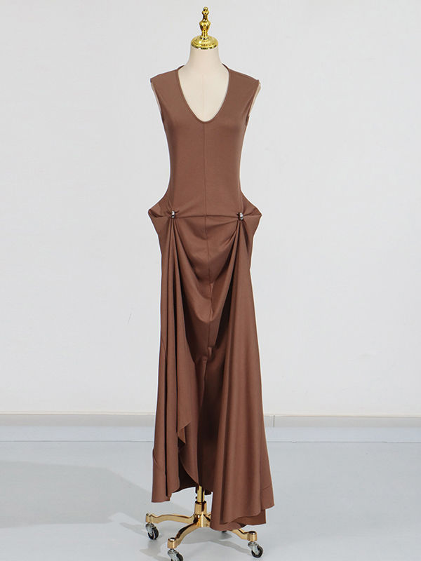 TWOTWINSTYLE Sleeveless Patchwork Metal Elegant Dress