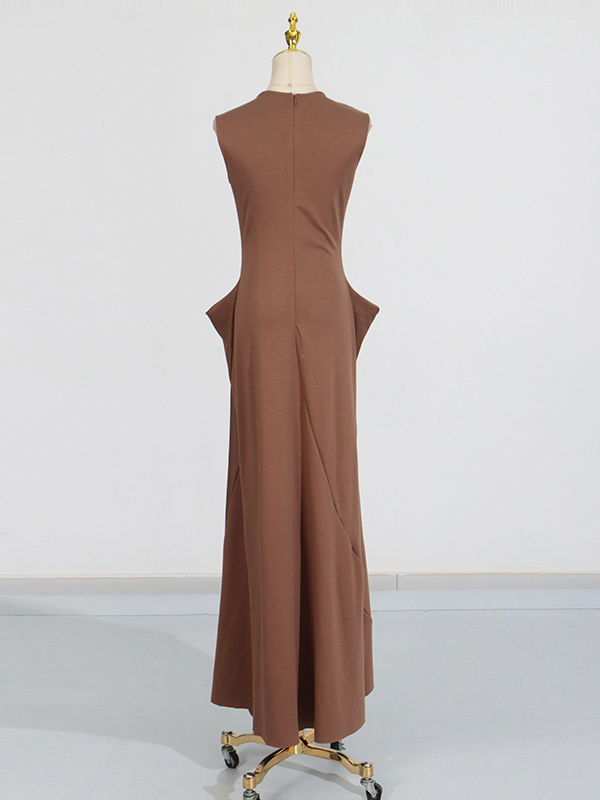 TWOTWINSTYLE Sleeveless Patchwork Metal Elegant Dress