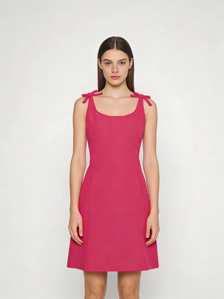 TWOTWINSTYLE Sleeveless Spliced Bowknot Tunic Dress