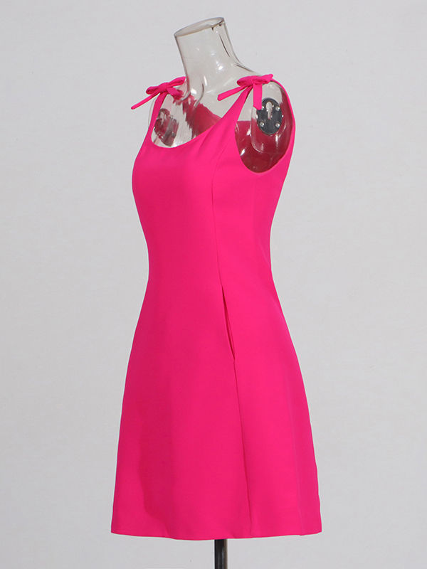 TWOTWINSTYLE Sleeveless Spliced Bowknot Tunic Dress