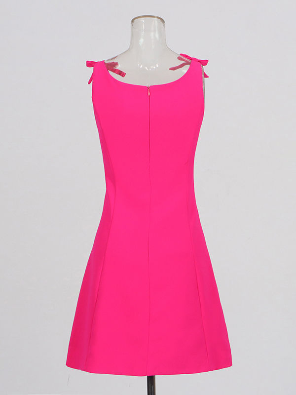 TWOTWINSTYLE Sleeveless Spliced Bowknot Tunic Dress
