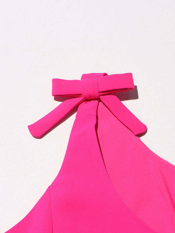 TWOTWINSTYLE Sleeveless Spliced Bowknot Tunic Dress