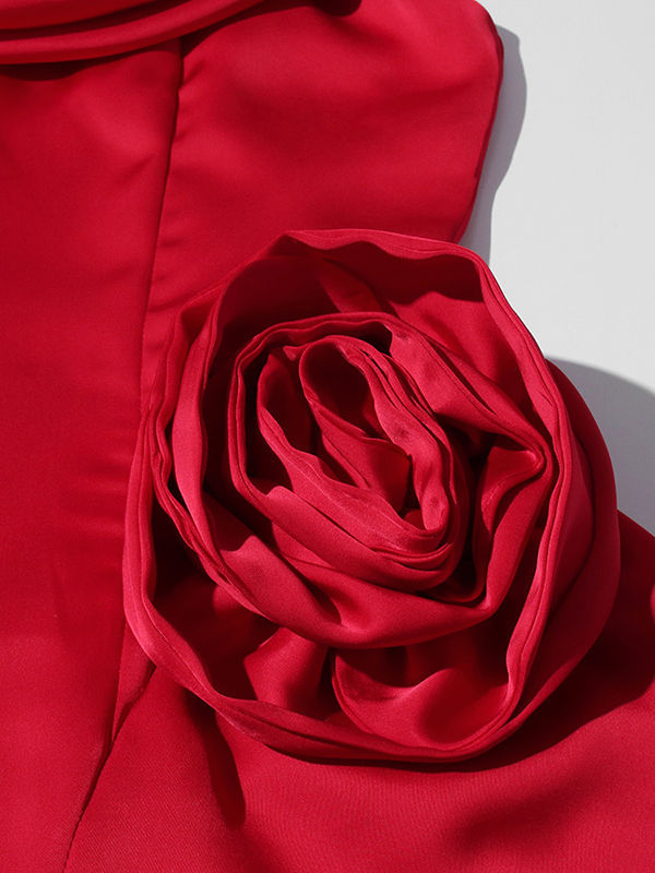 TWOTWINSTYLE Solid Sleeveless Spliced 3D Flower Dress