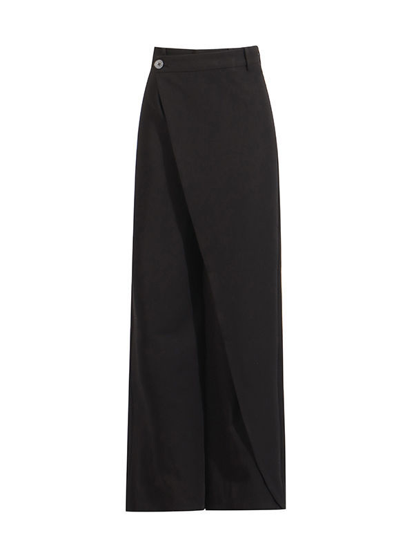 TWOTWINSTYLE V Neck Only One Sleeve Top Asymmetrical Pants Fashion Two Piece Set