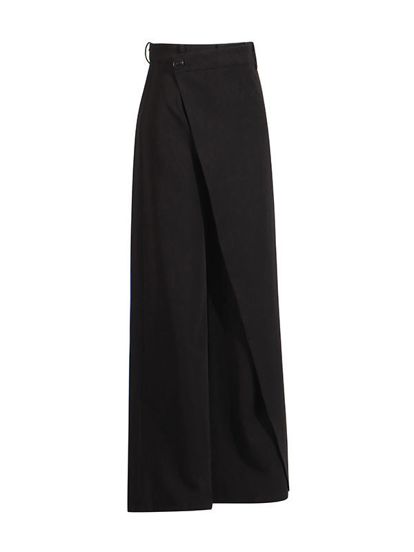 TWOTWINSTYLE V Neck Only One Sleeve Top Asymmetrical Pants Fashion Two Piece Set