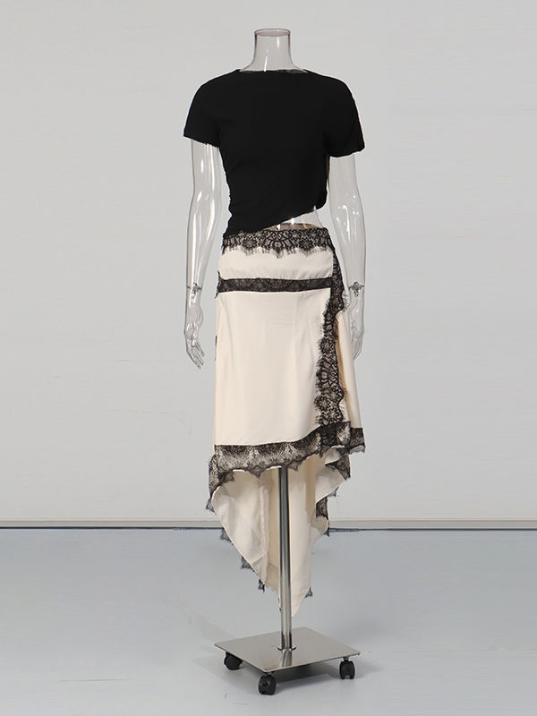 TWOTWINSTYLE Irregular High Waist Vintage Skirt