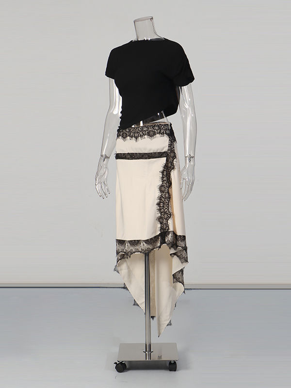 TWOTWINSTYLE Irregular High Waist Vintage Skirt