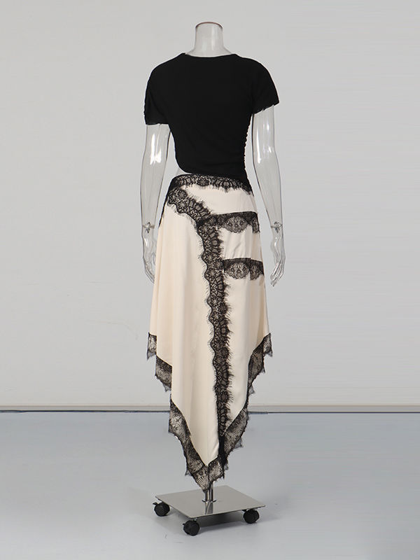 TWOTWINSTYLE Irregular High Waist Vintage Skirt