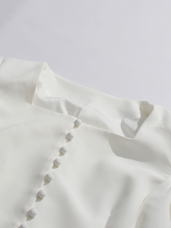 TWOTWINSTYLE Vintage Solid Square Collar Tunic Dress