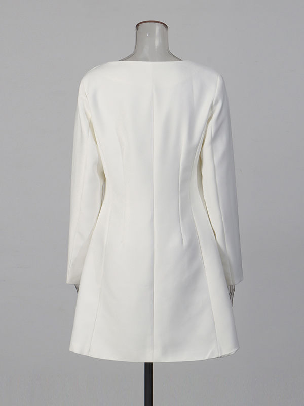 TWOTWINSTYLE Vintage Solid Square Collar Tunic Dress