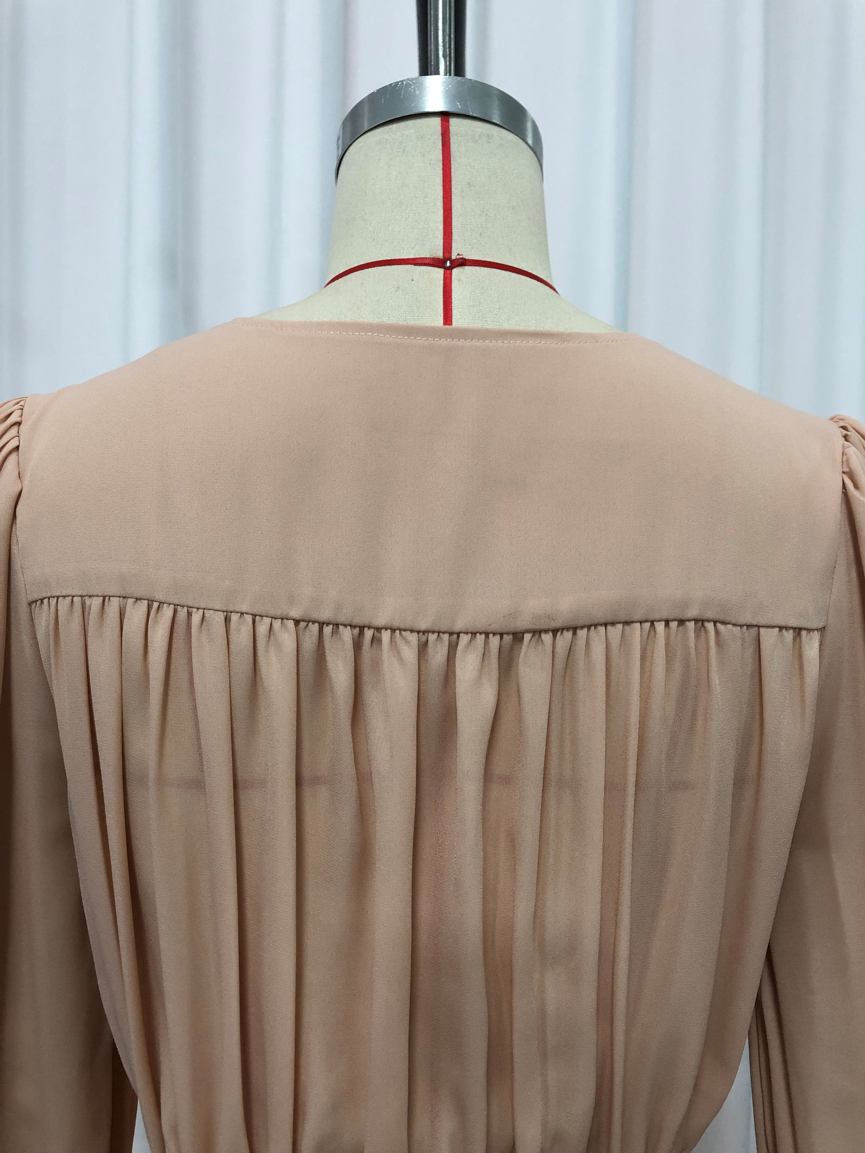 TWOTWINSTYLE Deep V Neck Puff Sleeve Tunic Elegant Shirt
