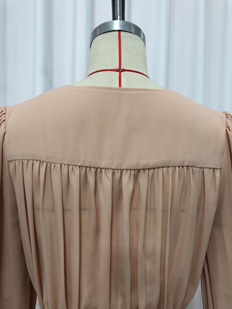 TWOTWINSTYLE Deep V Neck Puff Sleeve Tunic Elegant Shirt
