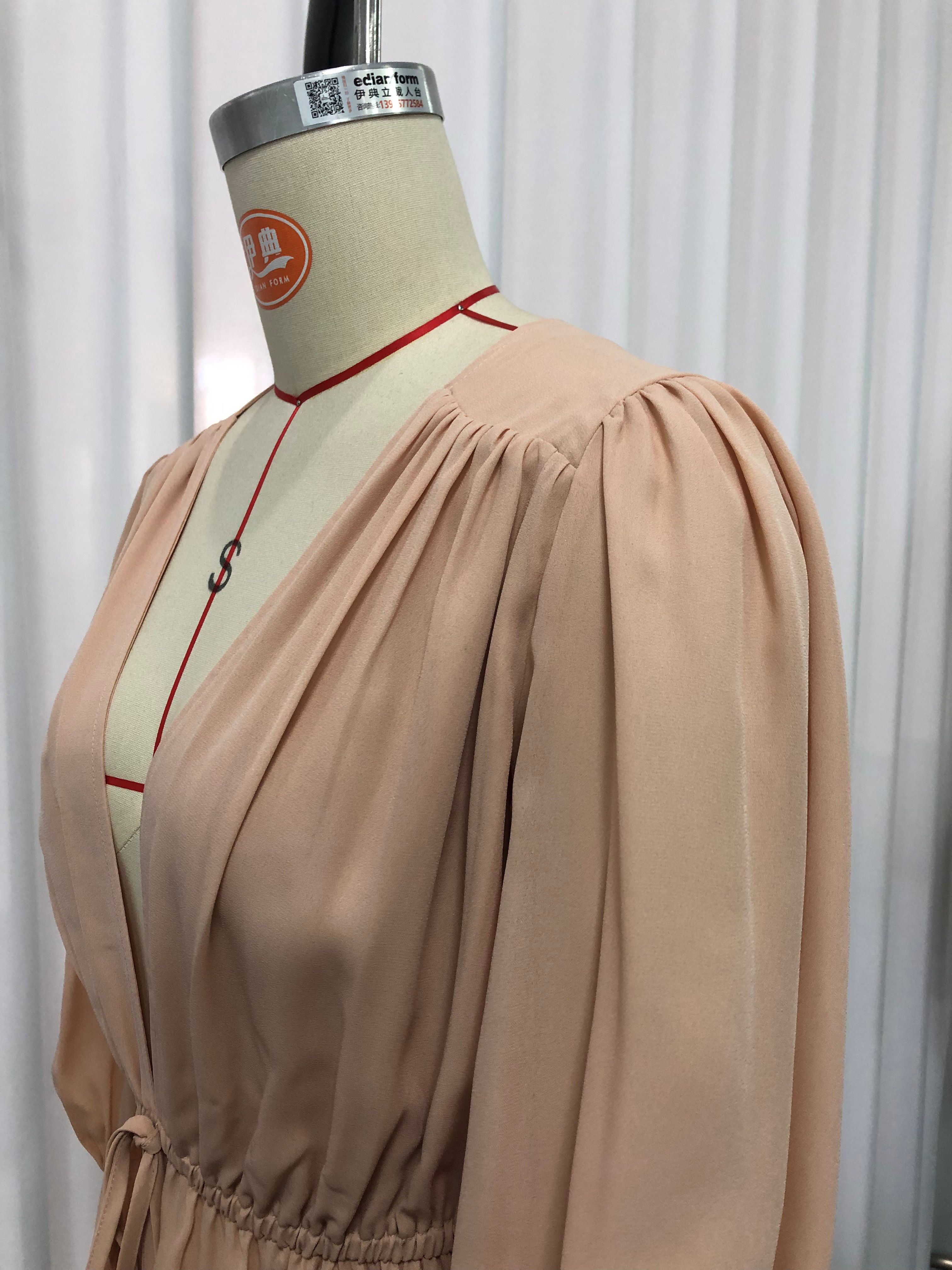 TWOTWINSTYLE Deep V Neck Puff Sleeve Tunic Elegant Shirt