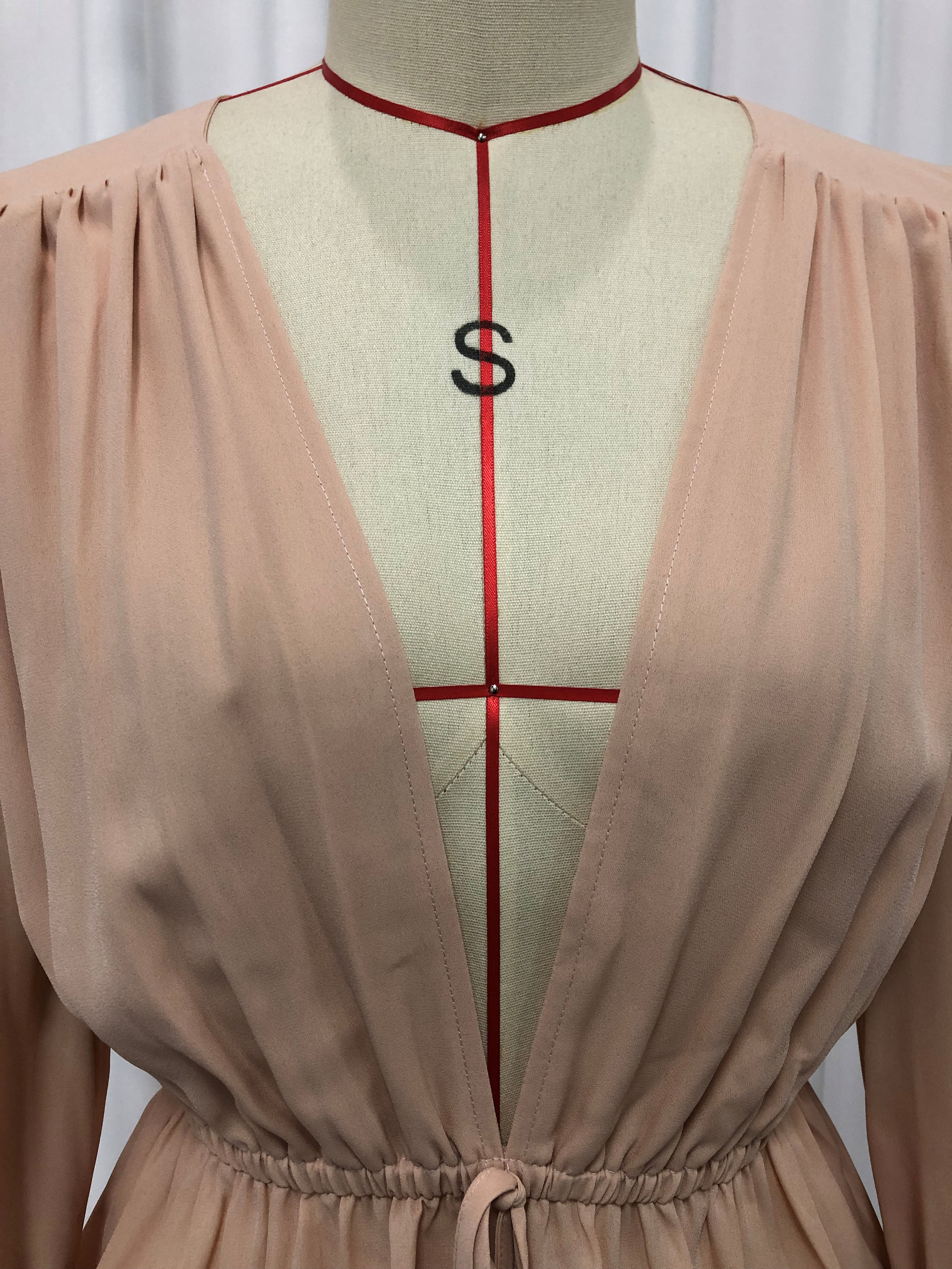 TWOTWINSTYLE Deep V Neck Puff Sleeve Tunic Elegant Shirt
