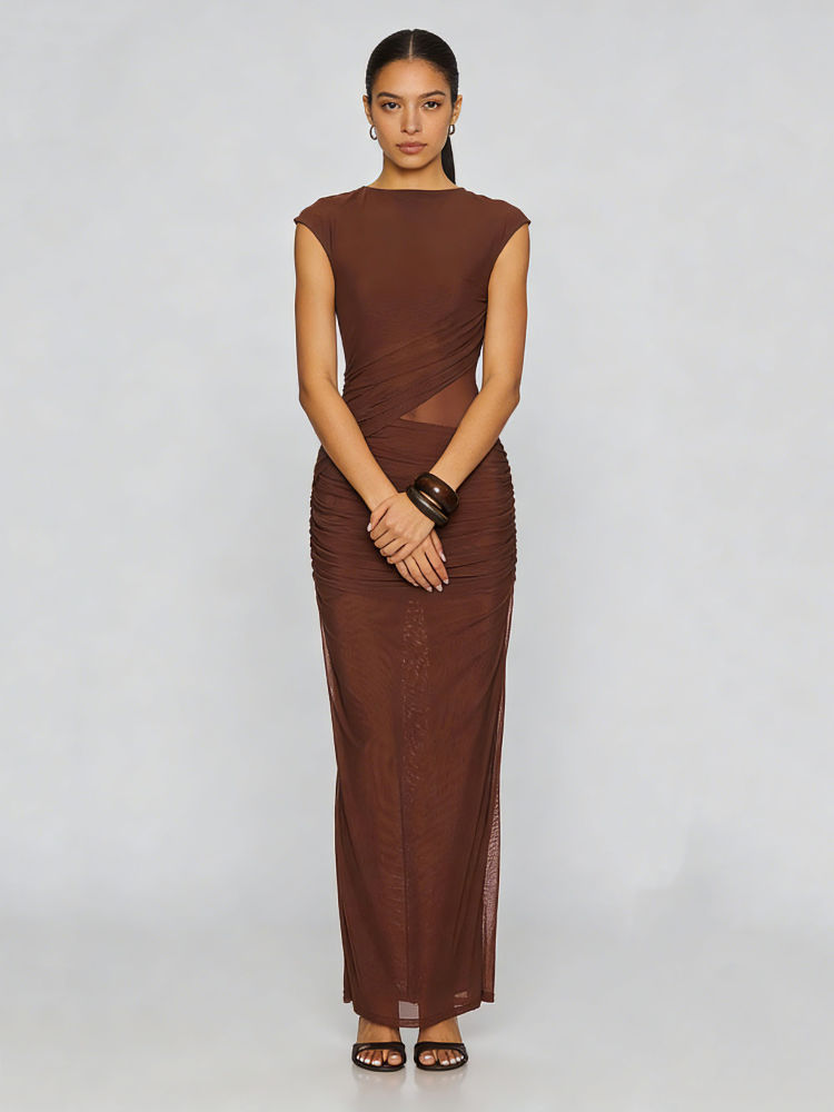 TWOTWINSTYLE Solid Sleeveless Slimming Vintage Midi Dress