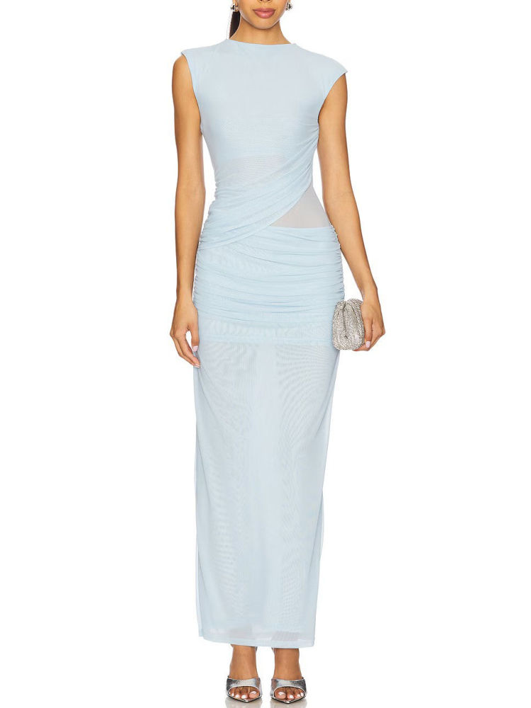 TWOTWINSTYLE Solid Sleeveless Slimming Vintage Midi Dress