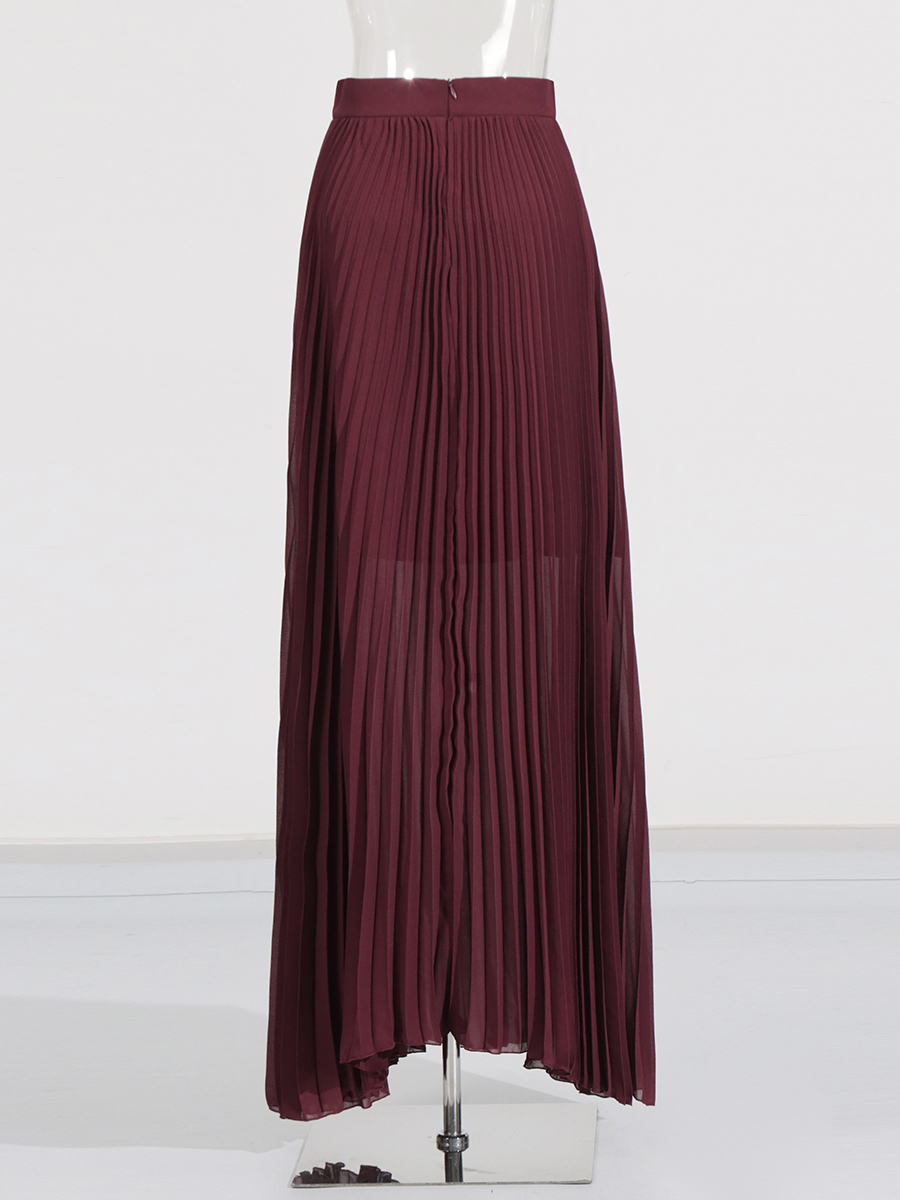 TWOTWINSTYLE Off Shoulder Tunic Top Pleated Skirt Elegant Two Piece Set
