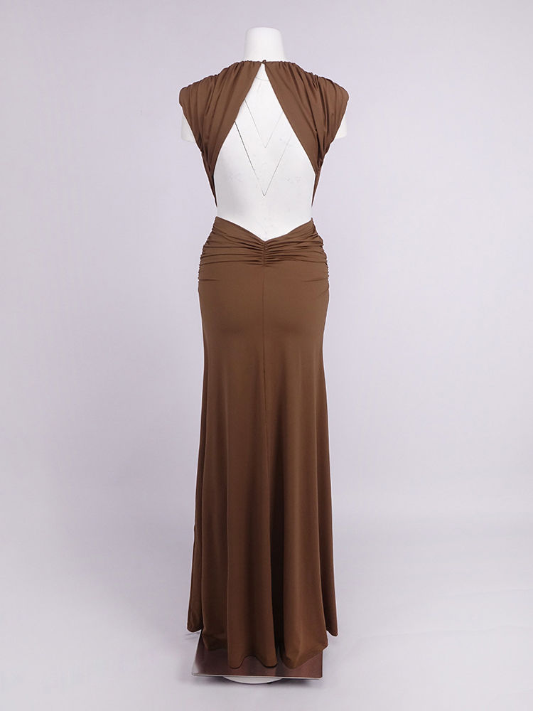 TWOTWINSTYLE Solid Deep V Neck Sleeveless Slimming Elegant Dress