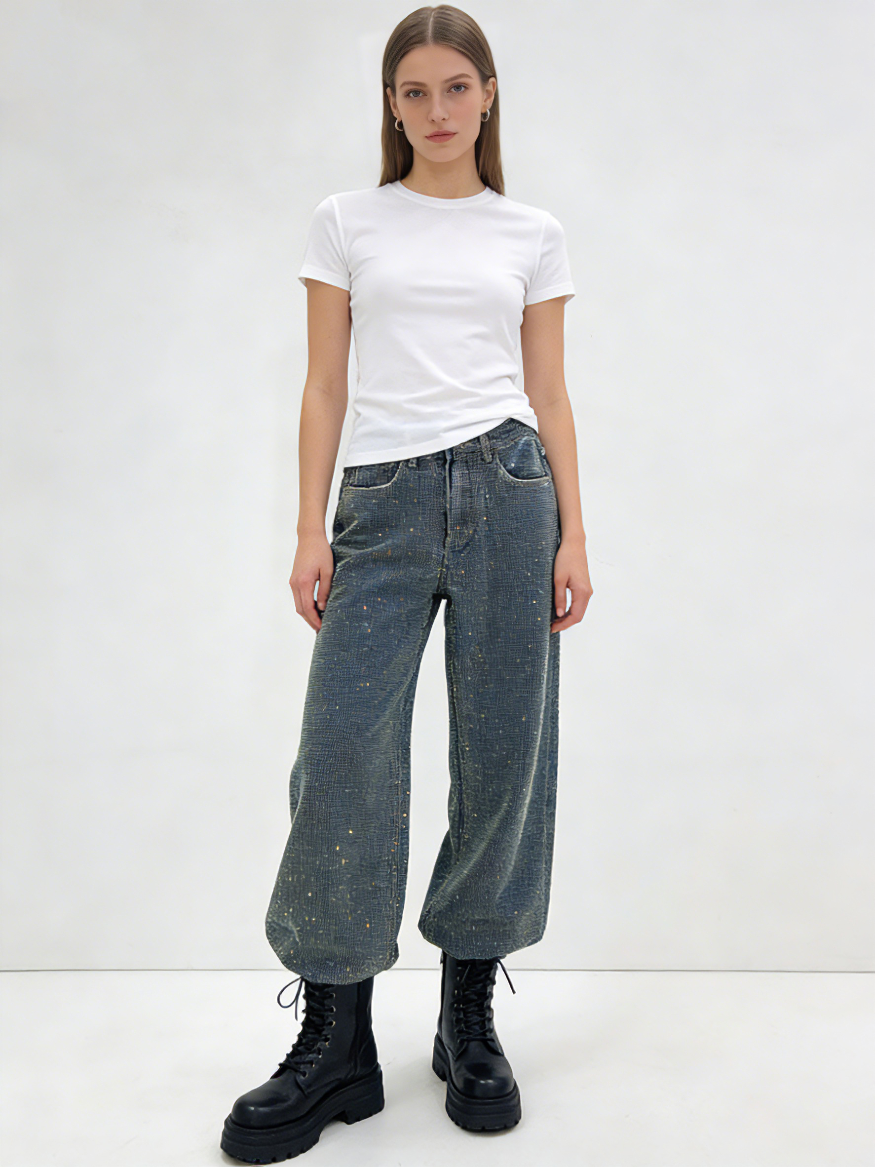 TWOTWINSTYLE Loose Spliced Diamond Designer Pants