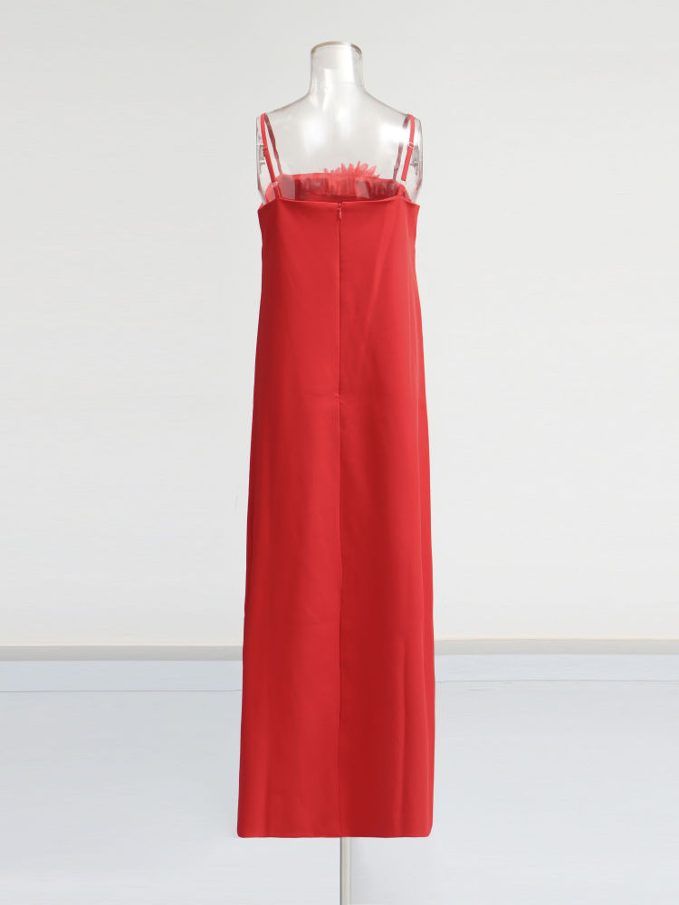 TWOTWINSTYLE Solid Sleeveless Spliced 3D Flower Vintage Dress