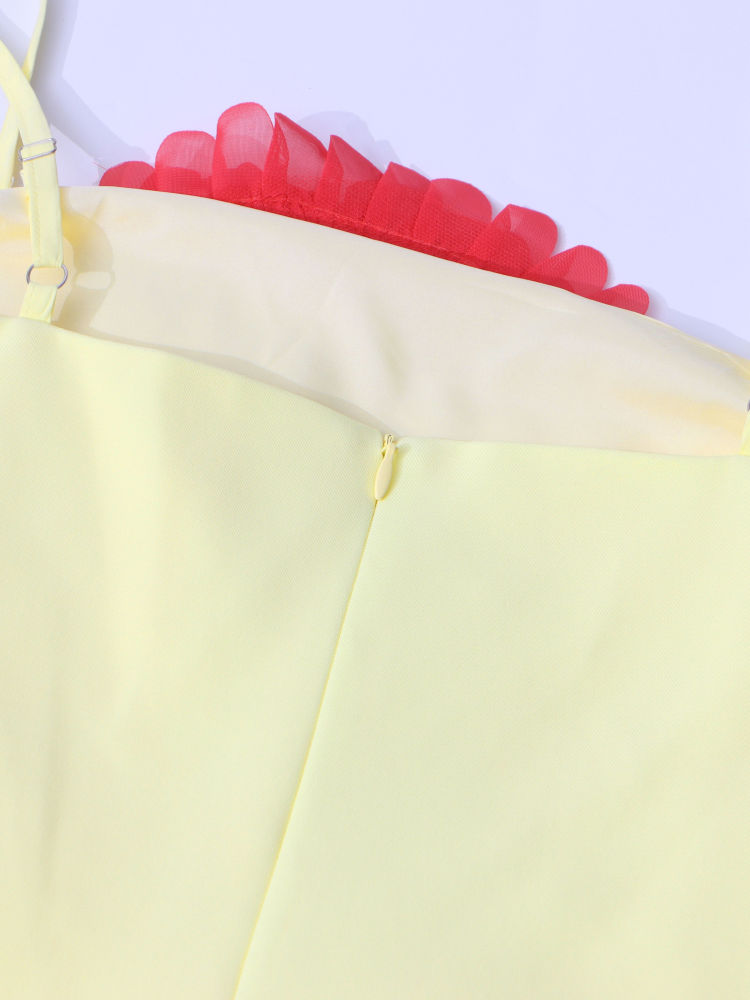 TWOTWINSTYLE Solid Sleeveless Spliced 3D Flower Vintage Dress