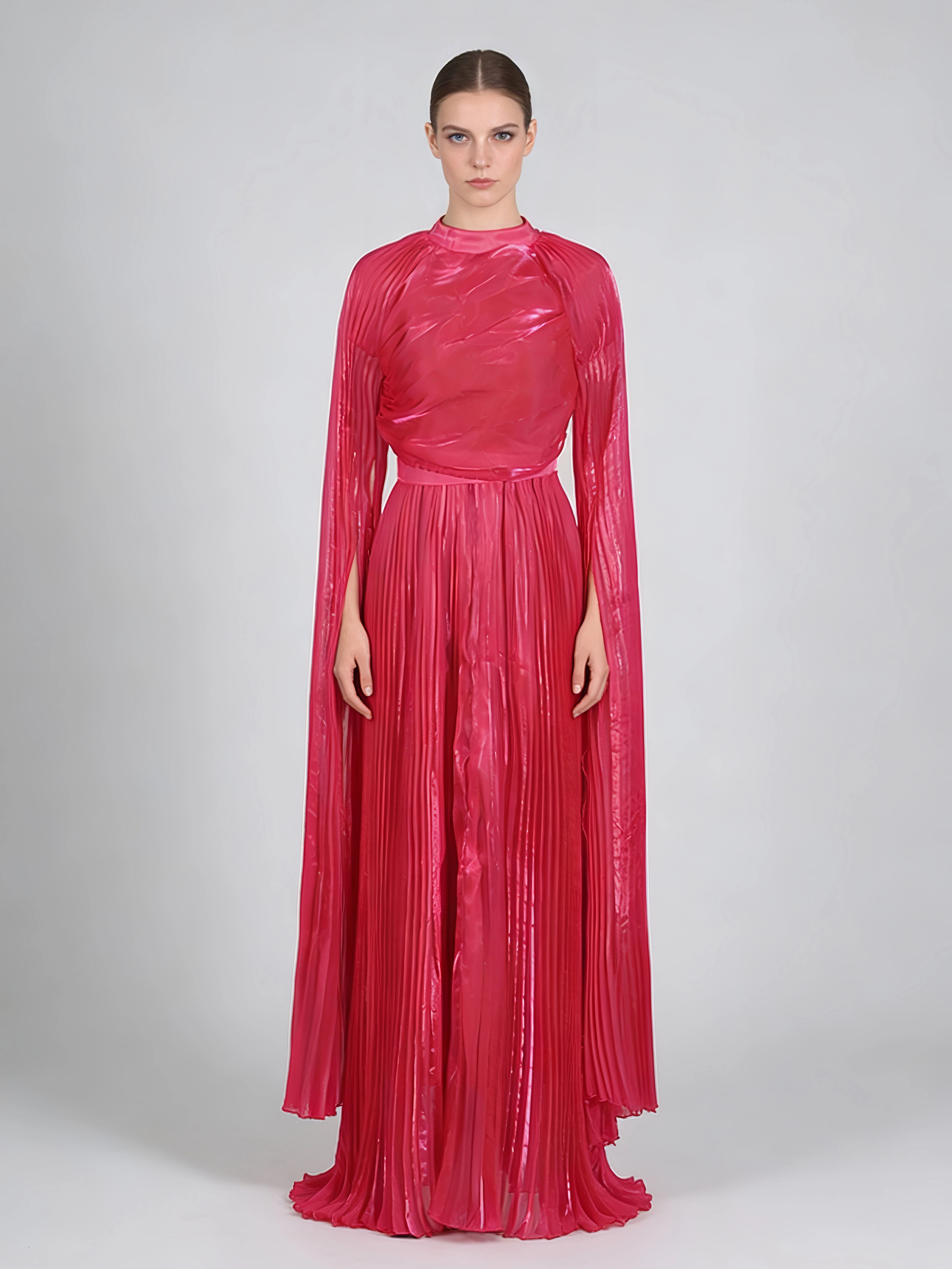 TWOTWINSTYLE Stand Collar High Waist Fashion Maxi Dress