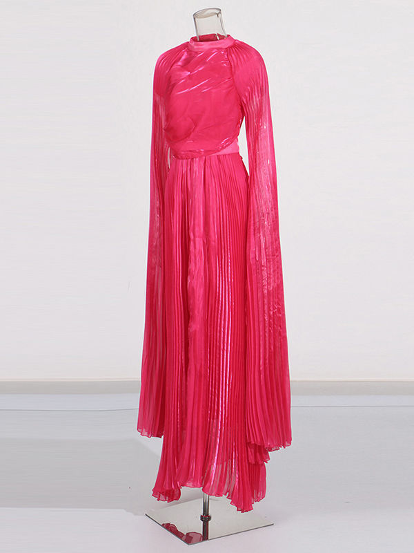 TWOTWINSTYLE Stand Collar High Waist Fashion Maxi Dress
