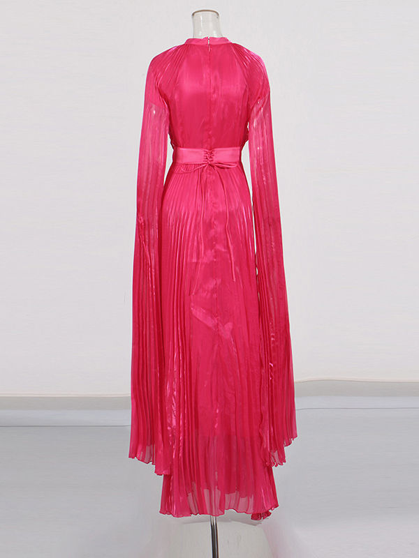 TWOTWINSTYLE Stand Collar High Waist Fashion Maxi Dress
