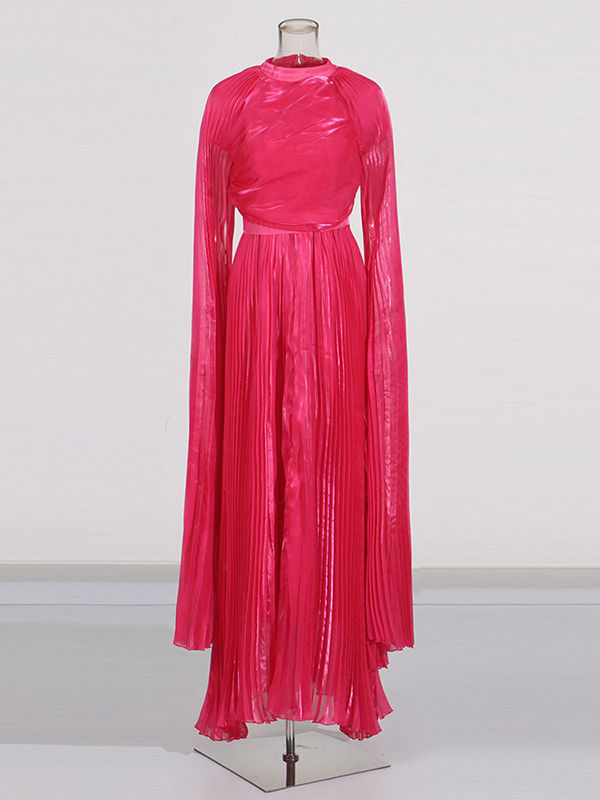 TWOTWINSTYLE Stand Collar High Waist Fashion Maxi Dress