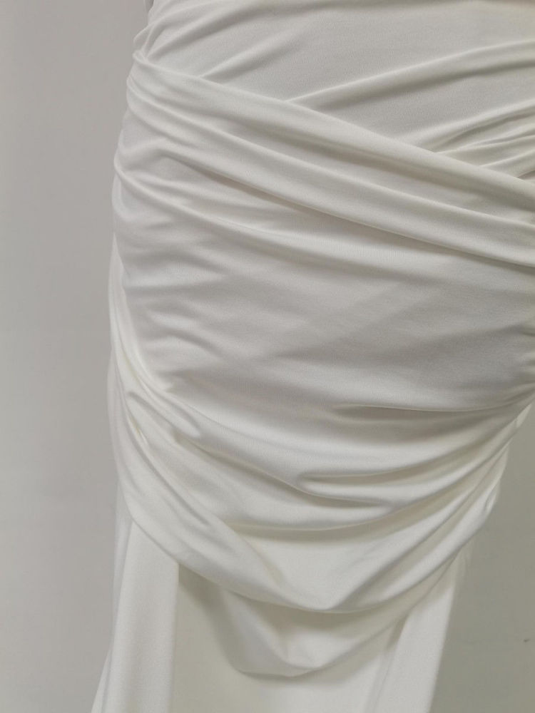 TWOTWINSTYLE Hit Color High Waist Side Split Sexy Dress