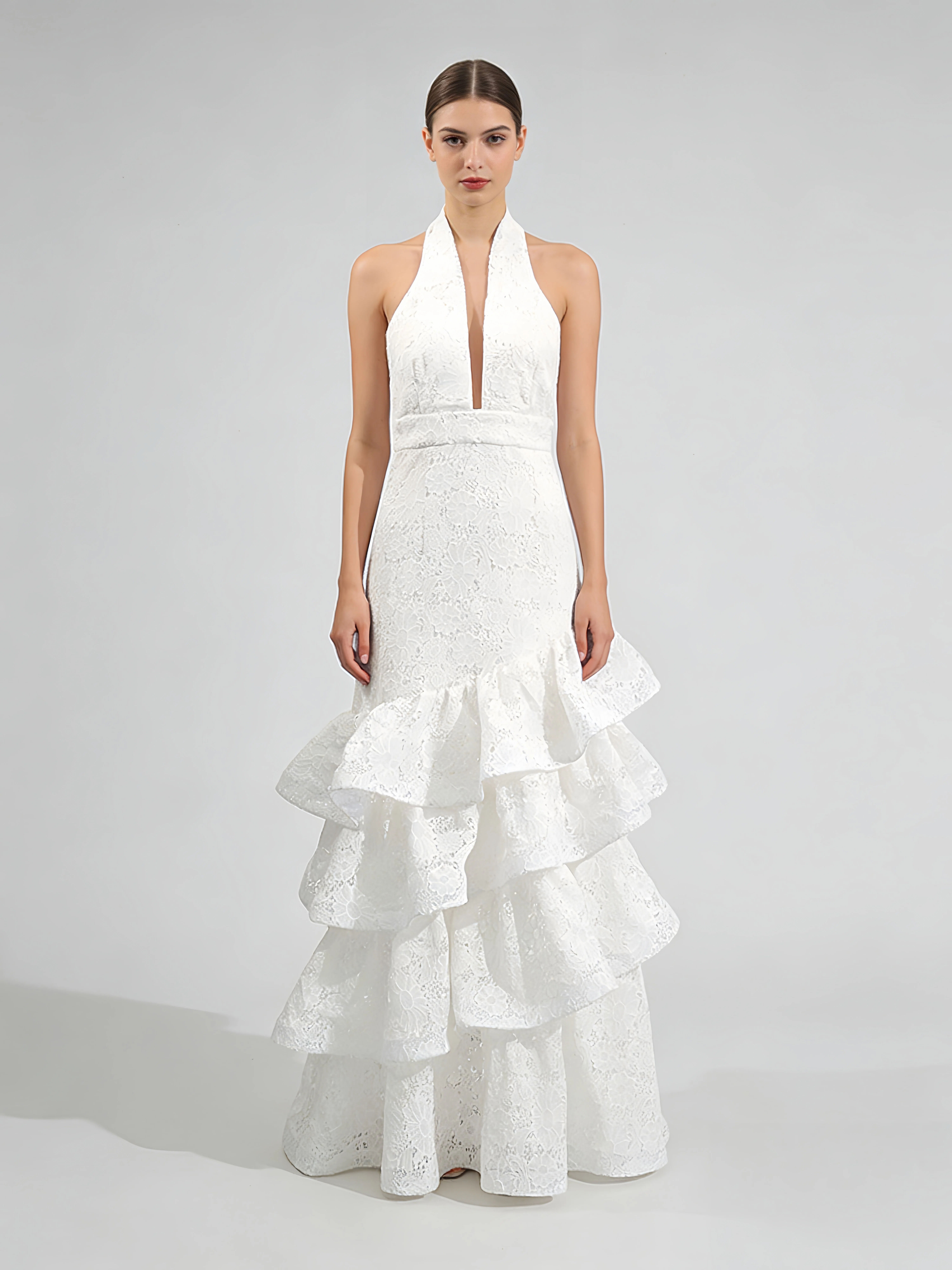 TWOTWINSTYLE Backless Spliced Ruffles Elegant Dress