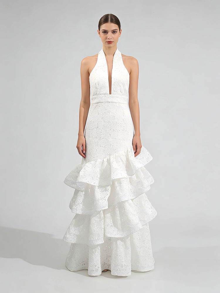TWOTWINSTYLE Backless Spliced Ruffles Elegant Dress