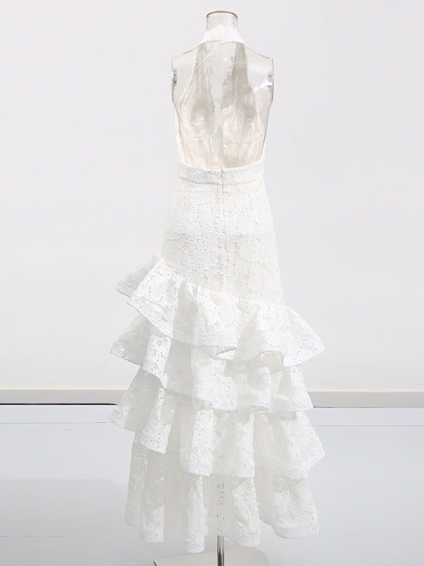 TWOTWINSTYLE Backless Spliced Ruffles Elegant Dress