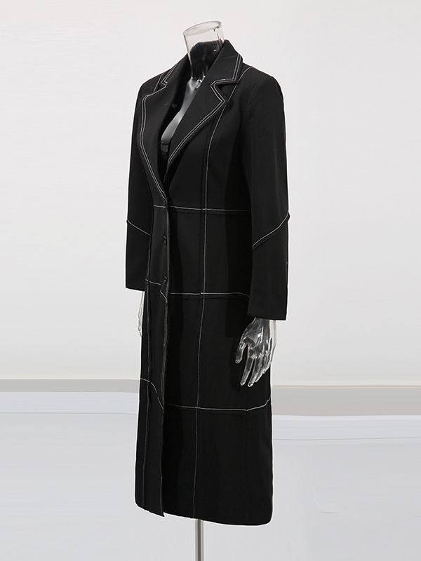 TWOTWINSTYLE Lapel Long Sleeve Loose Designer Trench Coat