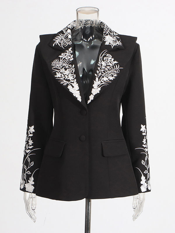 TWOTWINSTYLE Lapel Patchwork Print Tunic Temperament Blazers